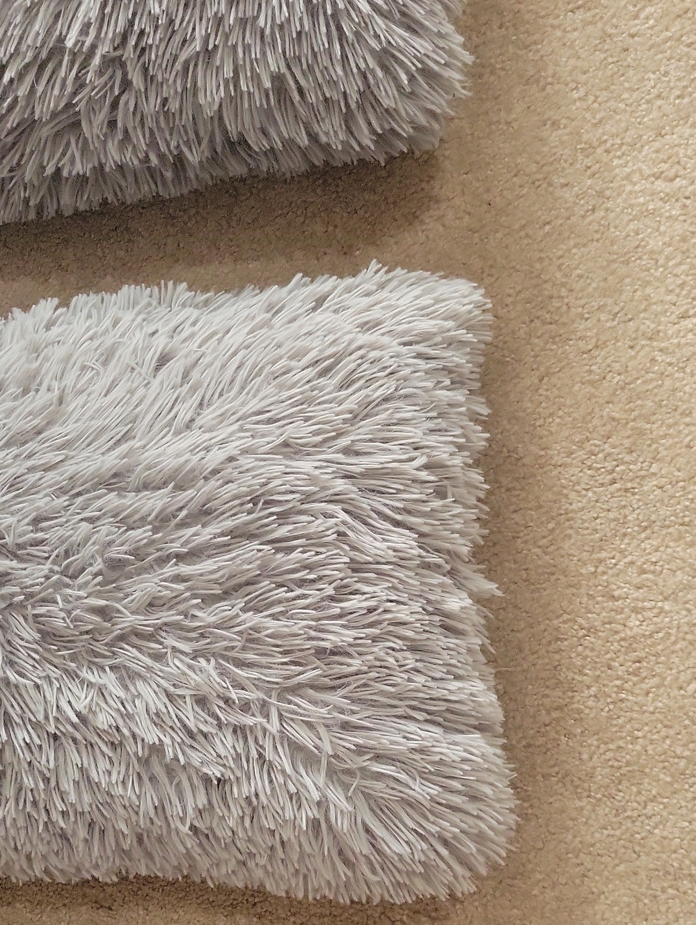 Plush Shaggy Lumbar Throw Pillows - Light Gray - Picture 3 of 5